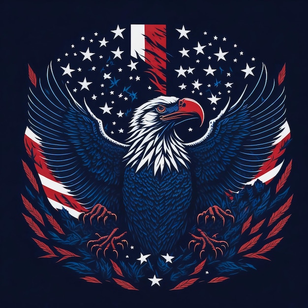American Eagle In USA Flag Vector For TShirt Design