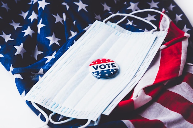 American elections Breast badge American flag and bulletin