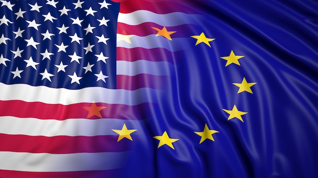 American and EU flags