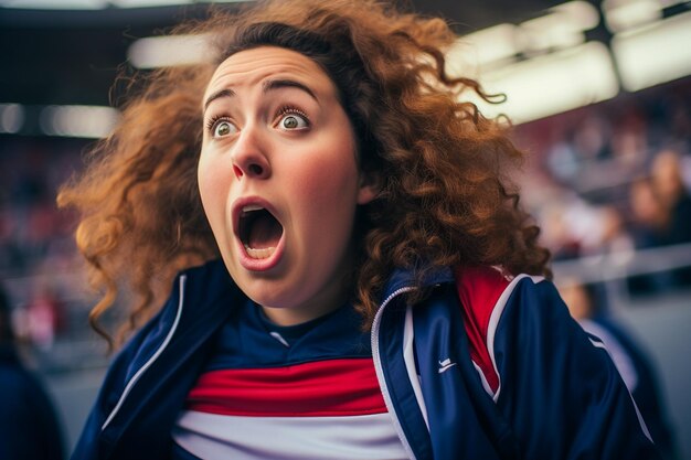 Foto tifosi di calcio di football americano femminile in uno stadio della coppa del mondo a sostegno della squadra nazionale