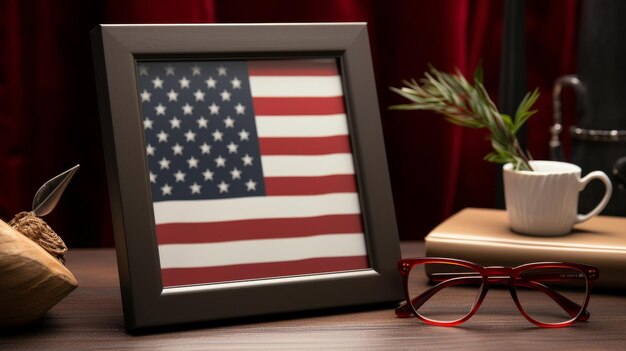 American Flag Adorning Wall in Living Room