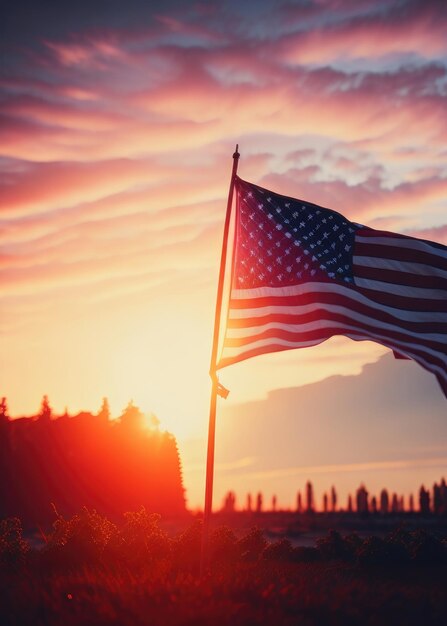 アメリカ独立記念日の背景にアメリカ国旗