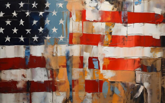 American Flag Background Grunge Abstract Painting