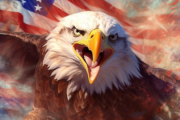 Американский флаг на фоне с американским орлом
