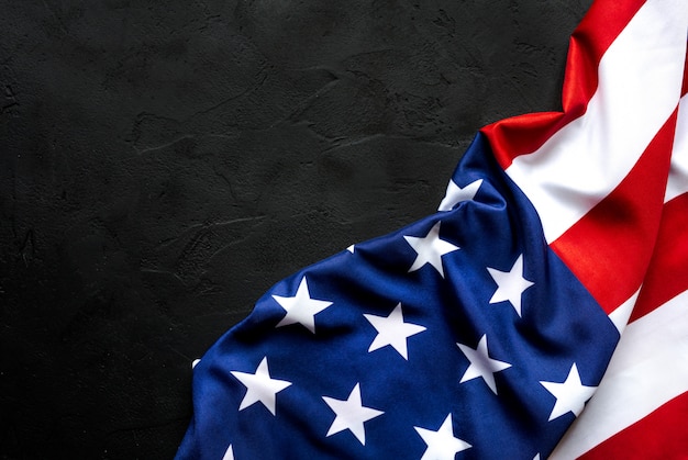 American Flag on black concrete background