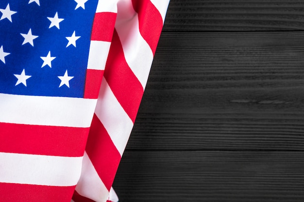 American flag on a black wooden