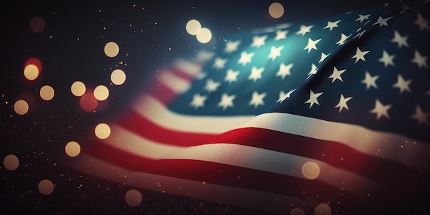 american flag on bokeh background