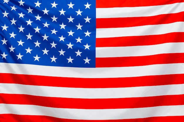 Американский флаг, крупный план. День независимости.