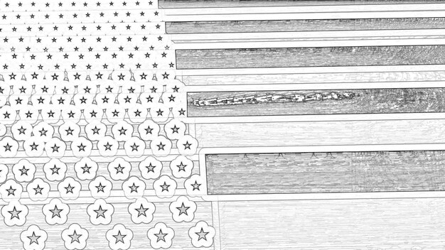 Photo american flag close view background illustration us flag sketchy pencil drawn wallpaper