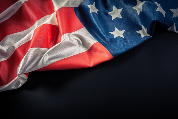 American flag on dark background