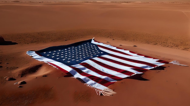 american flag in the desert