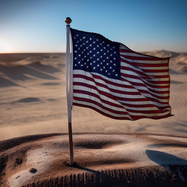 american flag in the desert