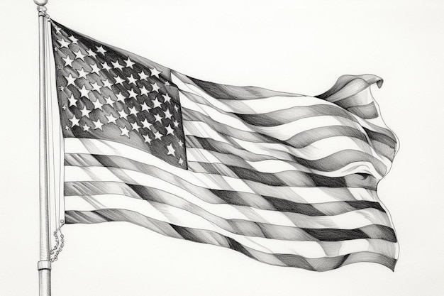 Photo american flag drawing with pencil finishes 4th july american independence day