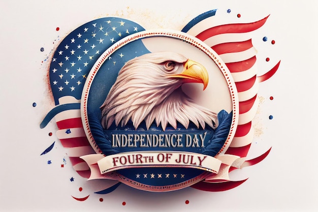 American Flag and Eagle Independence Day Card Generative AI