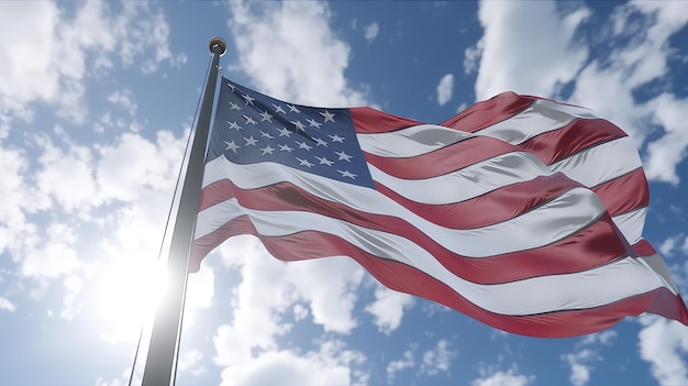 하늘에 펄럭이는 미국 국기