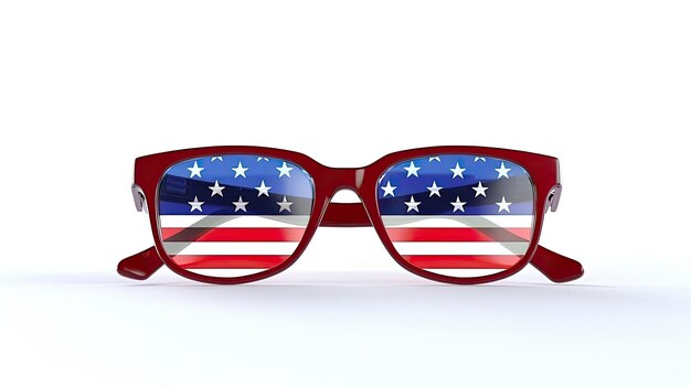 American flag glasses on white background