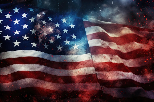 American flag grunge background American flag with grunge texture celebratory fireworks on the background of American flag at us independence Day AI Generated