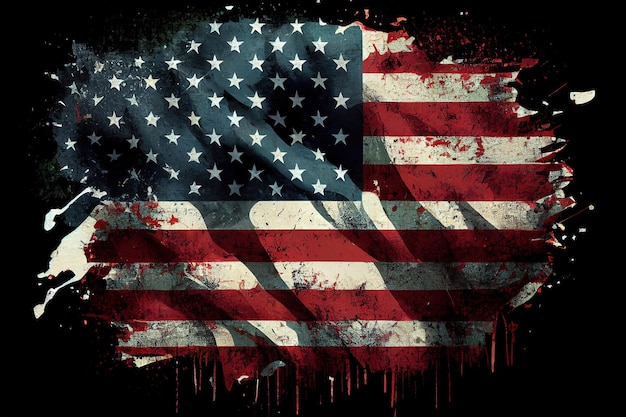 American flag in grunge style Generative Ai