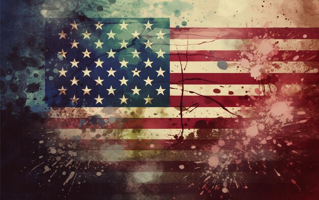 American flag in grunge style