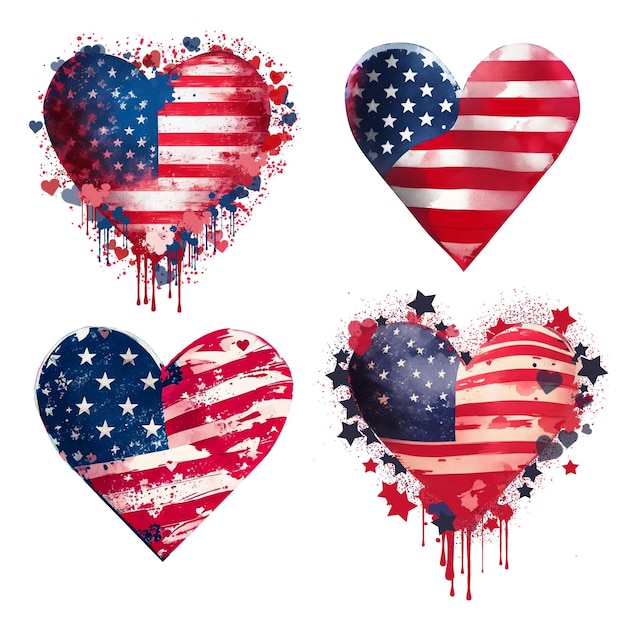 American flag in a heart shape Generative AI