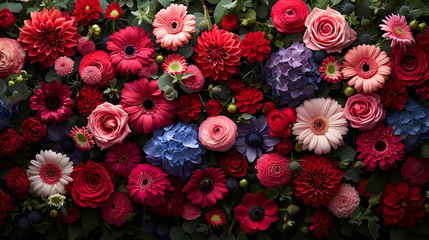 American flag inspired floral display AI generate illustration