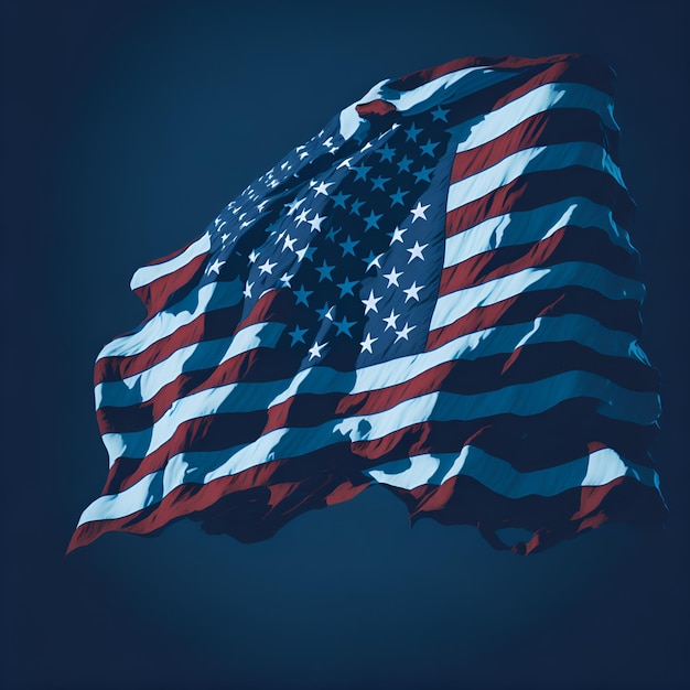 An american flag is in a blue background with the words " the american flag " on it.