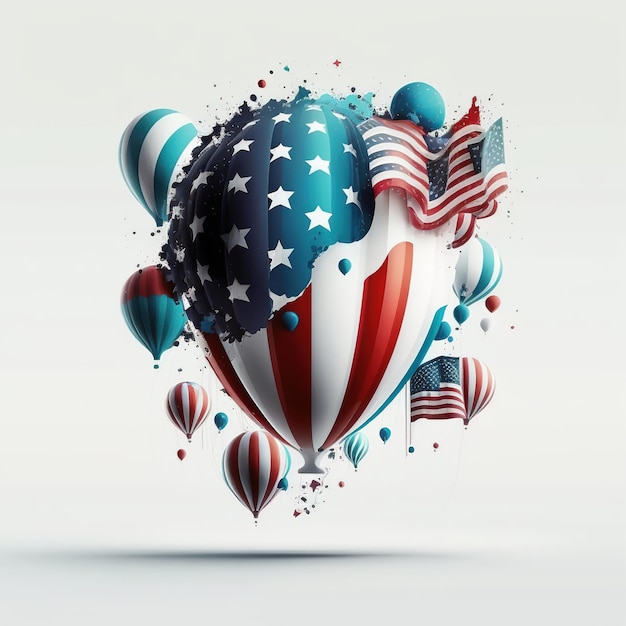 An american flag is in the center of a ball