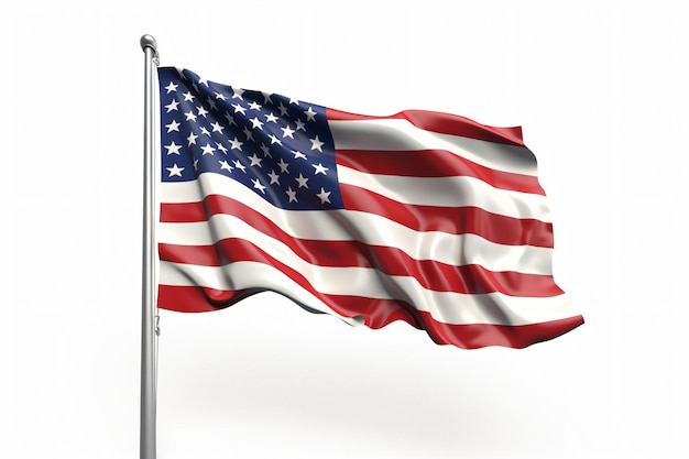 미국 국기가 바람에 펄럭입니다.