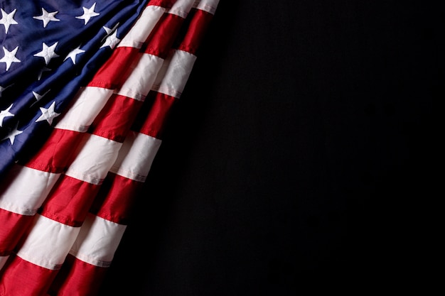 Photo american flag isolated on black