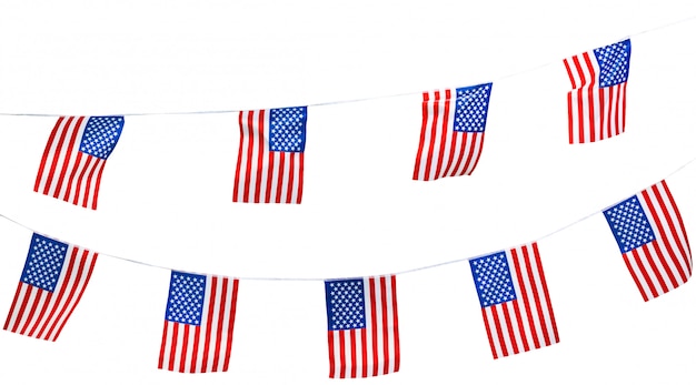 사진 미국 국기 흰색 절연