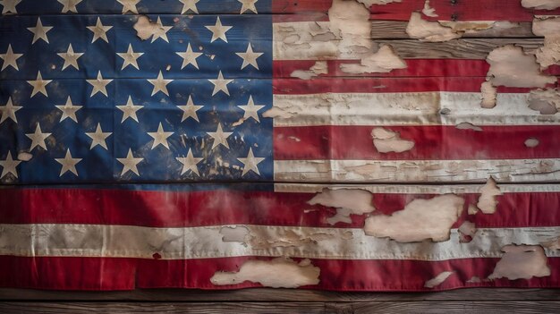 American flag isolated on wooden background AI Generated