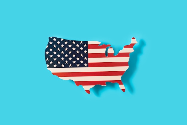 アメリカの地図上のアメリカの国旗