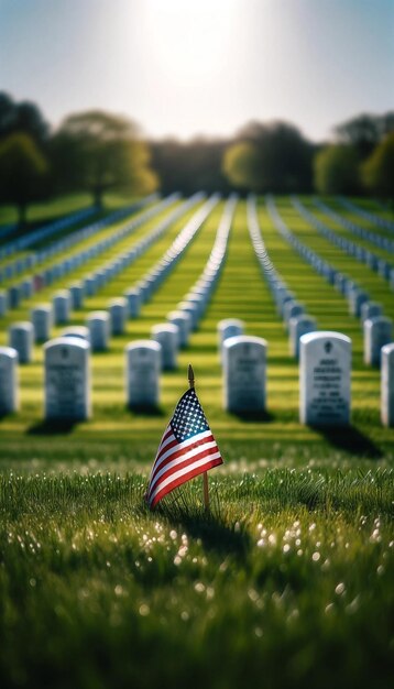 American Flag at Military Cemetery