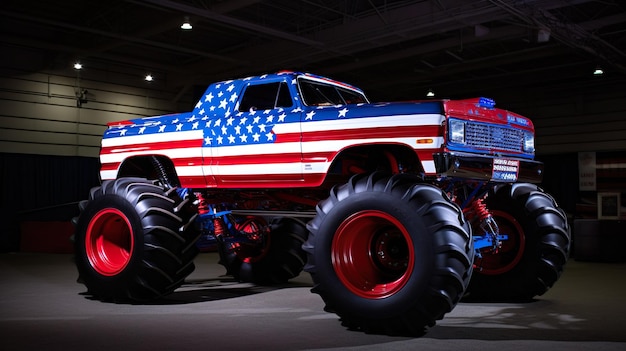 American Flag Monster Truck Created with Generative AI