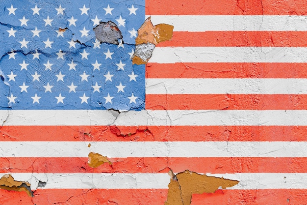 Photo american flag painted on brick wall