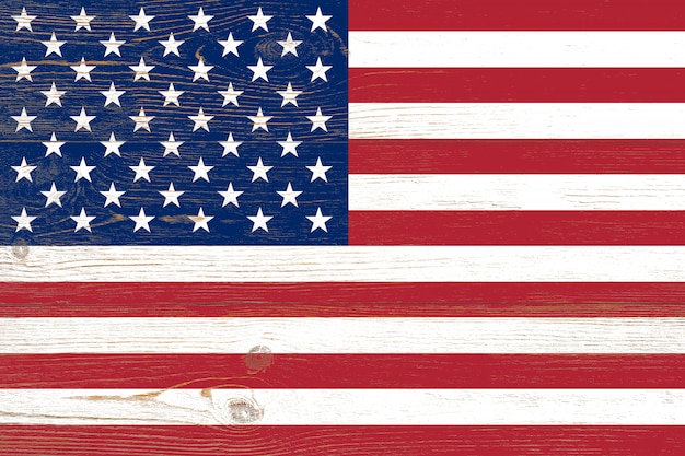 American flag painted on wooden planks