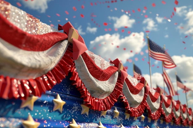 Photo american flag on a parade float