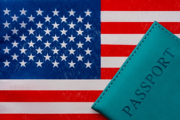 American flag and passports