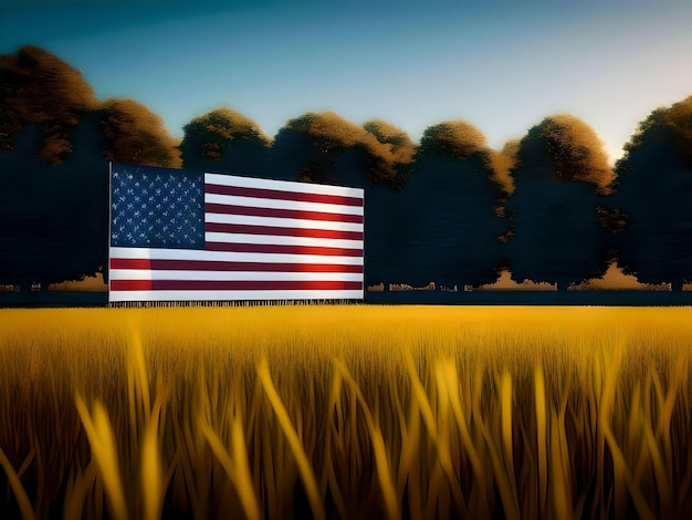 Американский флаг в мирной обстановке в день независимости США