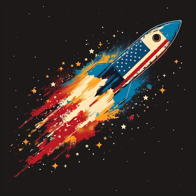 american flag rocket