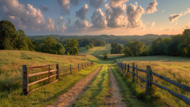 Photo american flag on a rural farm