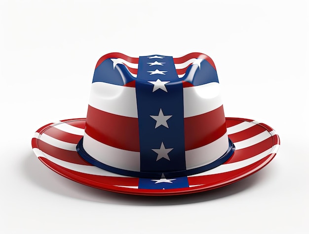 Foto cappello in stile bandiera americana isolato su sfondo bianco