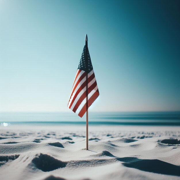 Photo american flag symbolizing freedom on beach