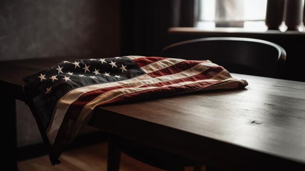 American flag on a table