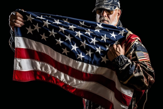 Photo american flag waving commemoration of independence of america