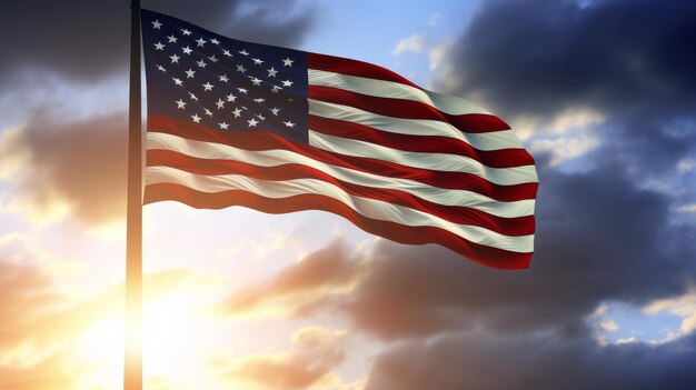 Photo american flag waving in the wind