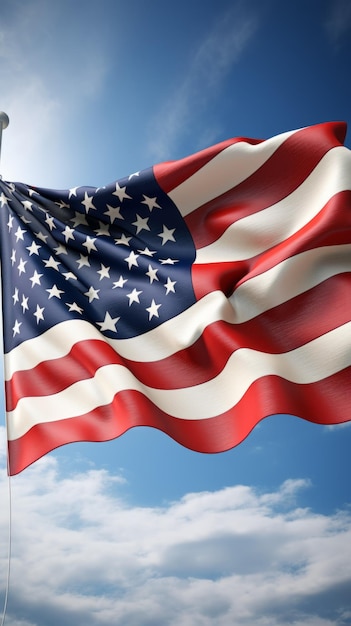 風に振られるアメリカ国旗