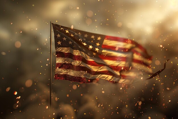 American flag on a welcome banner