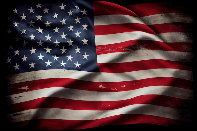 白い背景にアメリカの国旗ジェネレーティブ Ai
