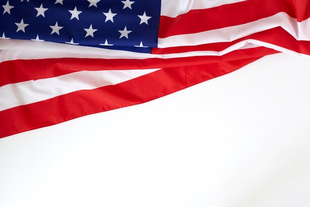 Photo american flag over white background